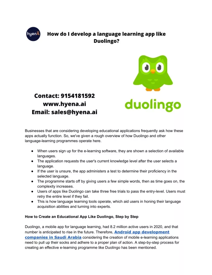 Ppt How Do I Develop A Language Learning App Like Duolingo Powerpoint Presentation Id