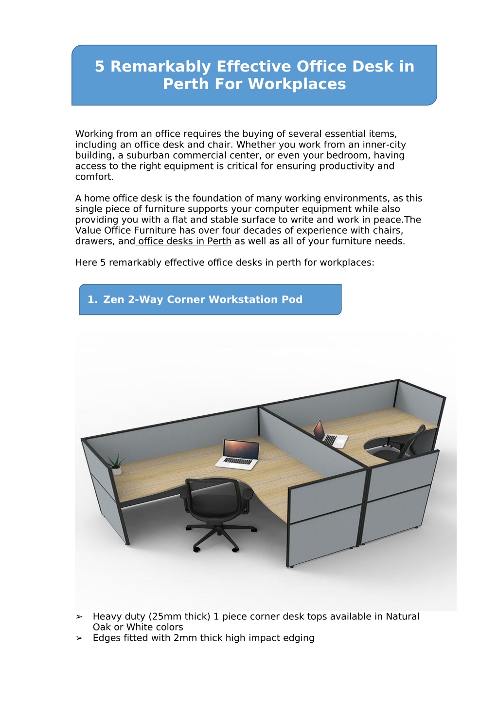 PPT 5 Remarkably Effective Office Desks in Perth For Workplaces PowerPoint Presentation ID