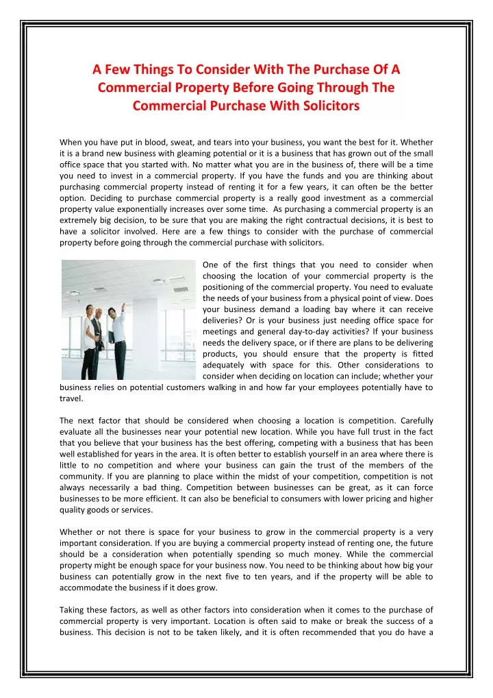 PPT A Few Things To Consider With The Purchase Of A Commercial