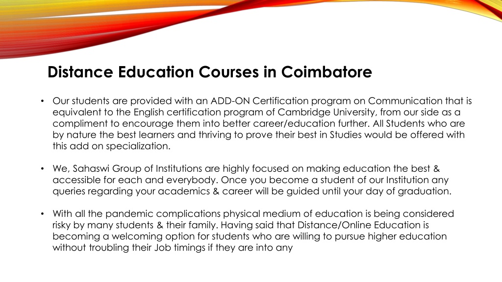 distance education ug courses in coimbatore