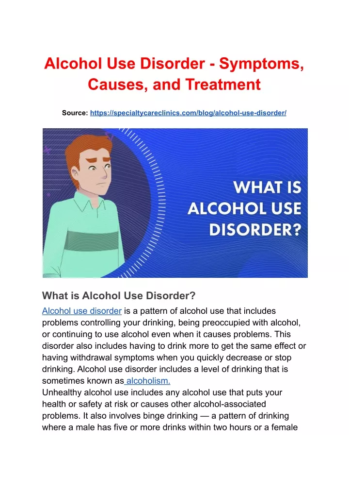 PPT - Alcohol Use Disorder - Symptoms, Causes, and Treatment PowerPoint ...