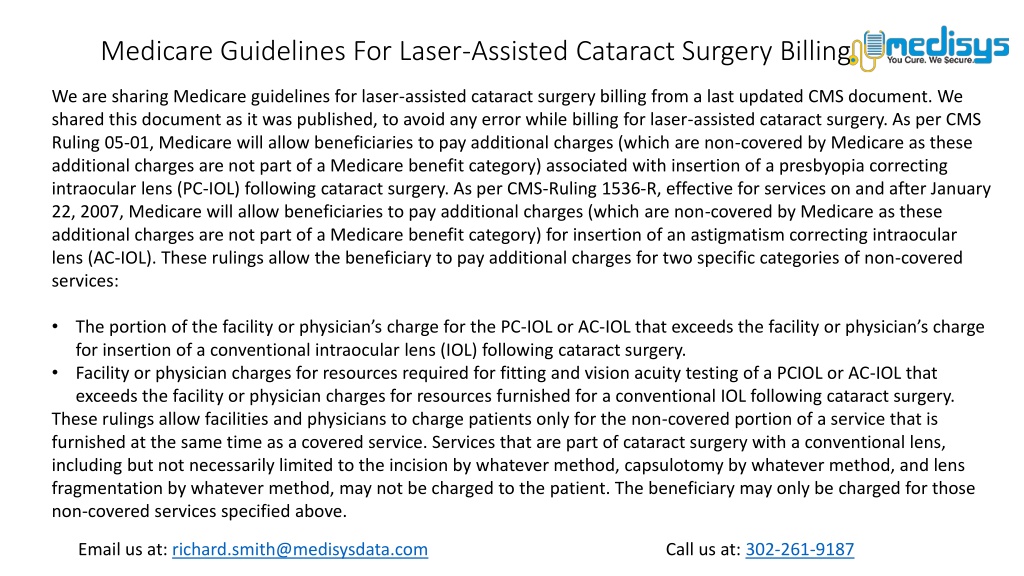 PPT Medicare Guidelines For LaserAssisted Cataract Surgery Billing