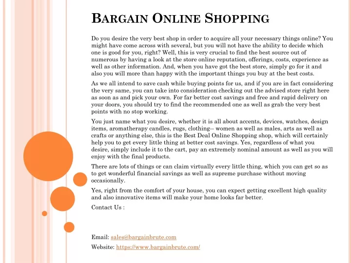 PPT Bargain Online Shopping PowerPoint Presentation, free download