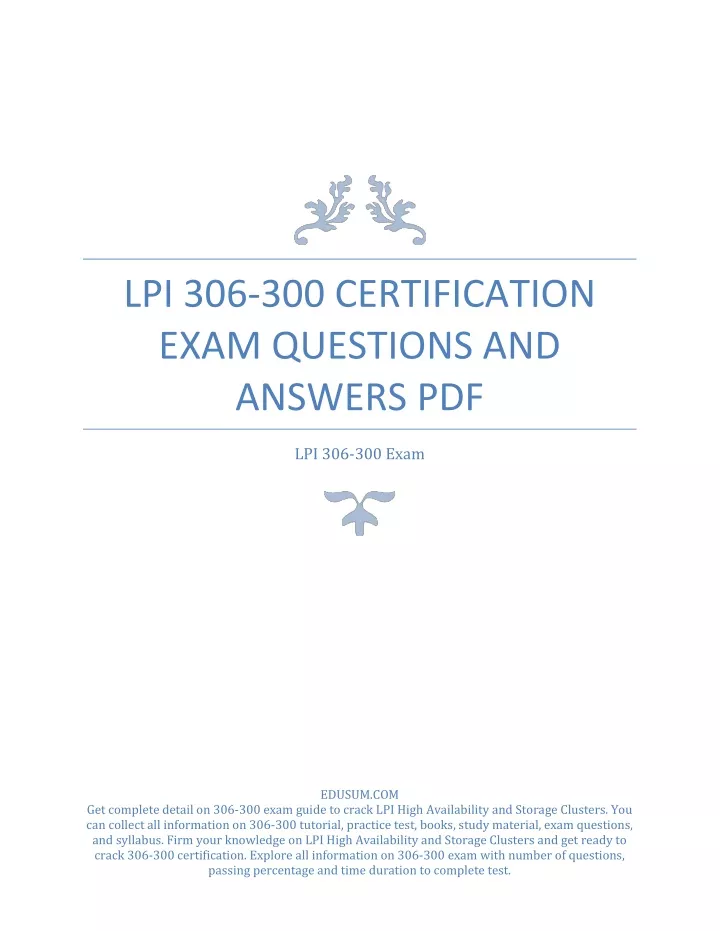 PPT - LPI 306-300 Certification Exam Questions and Answers PDF Sns-Brigh10