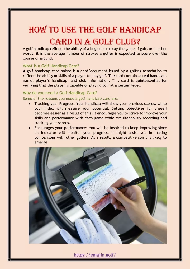 PPT - How to Use the Golf Handicap Card in a Golf Club PowerPoint