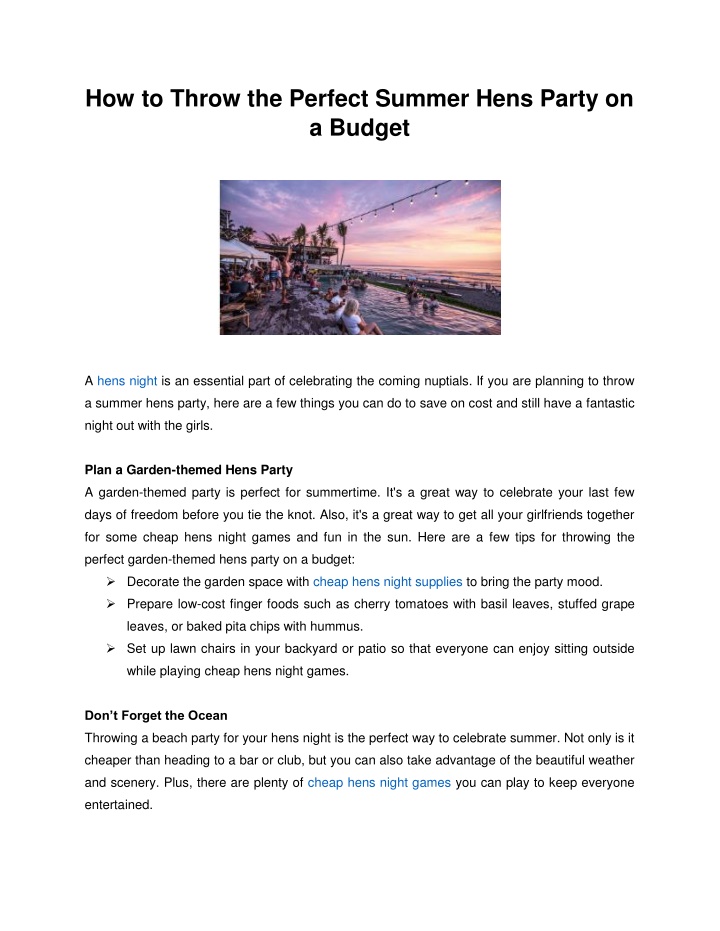 ppt-how-to-throw-the-perfect-summer-hens-party-on-a-budget-powerpoint