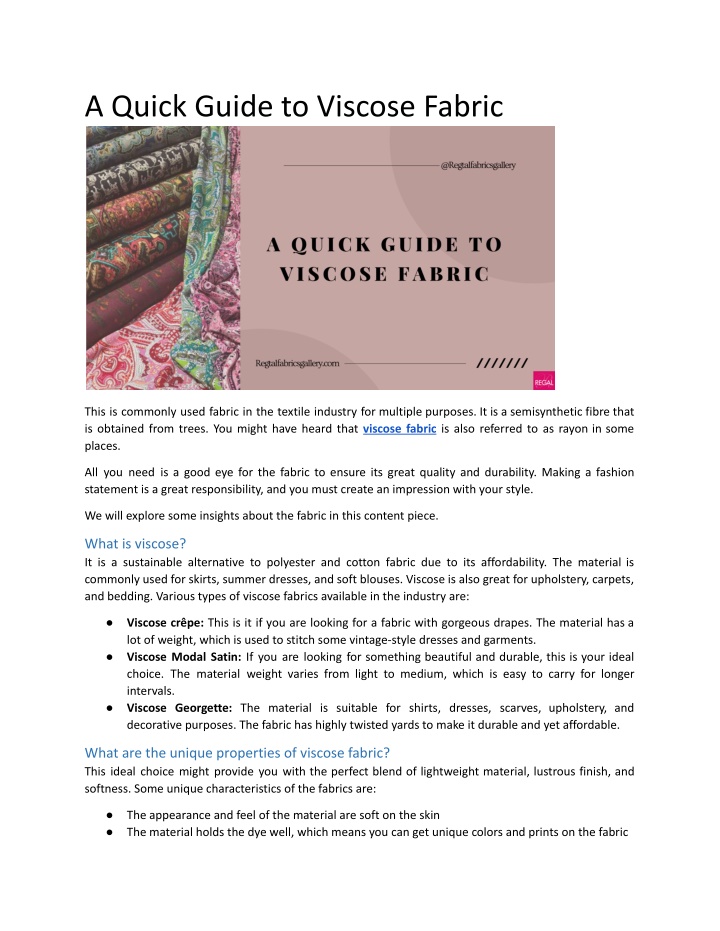 PPT - A Quick Guide to Viscose Fabric PowerPoint Presentation, free 