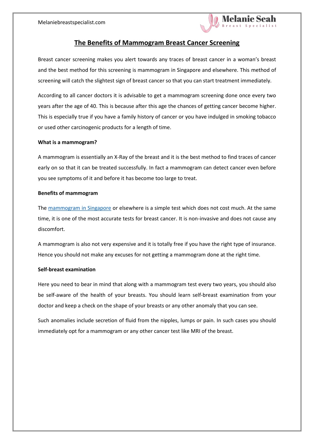 PPT - The Benefits of Mammogram Breast Cancer Screening PowerPoint ...