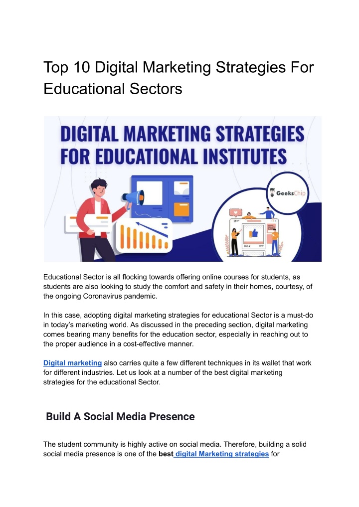 PPT - Digital marketing strategies for education sectors PowerPoint ...