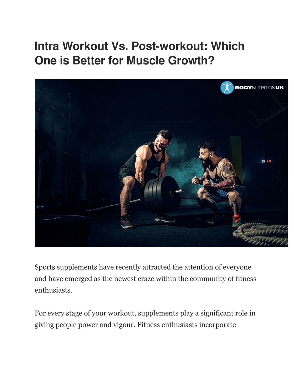 PPT Intra Workout Vs. Postworkout Which One is Better for Muscle
