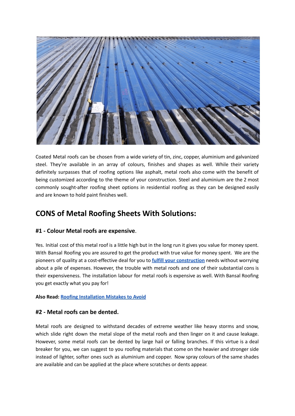 PPT - Pros And Cons Of Metal Roofing Sheets - Bansal Roofing PowerPoint ...