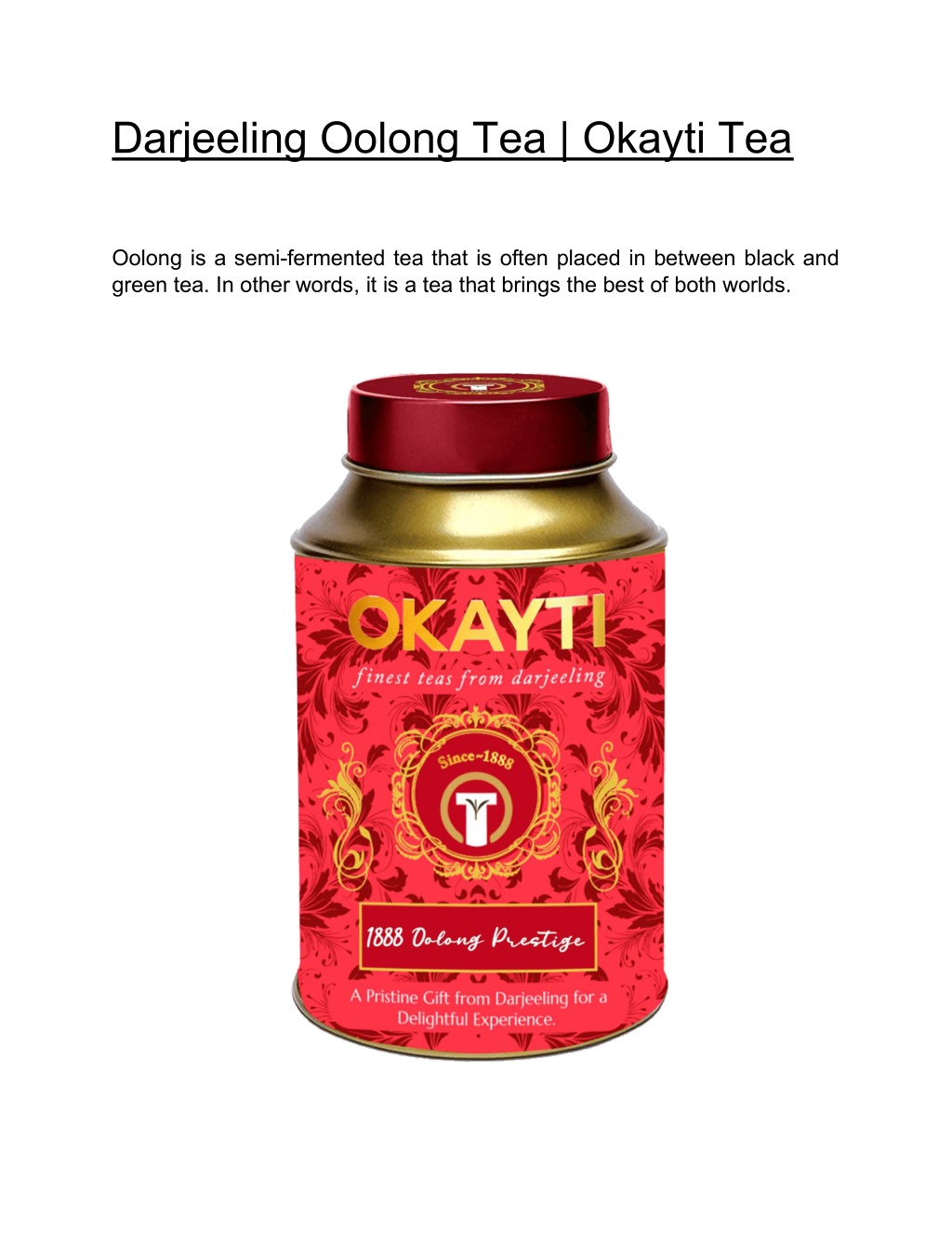 PPT - Darjeeling Oolong Tea | Okayti Tea PowerPoint Presentation, free ...