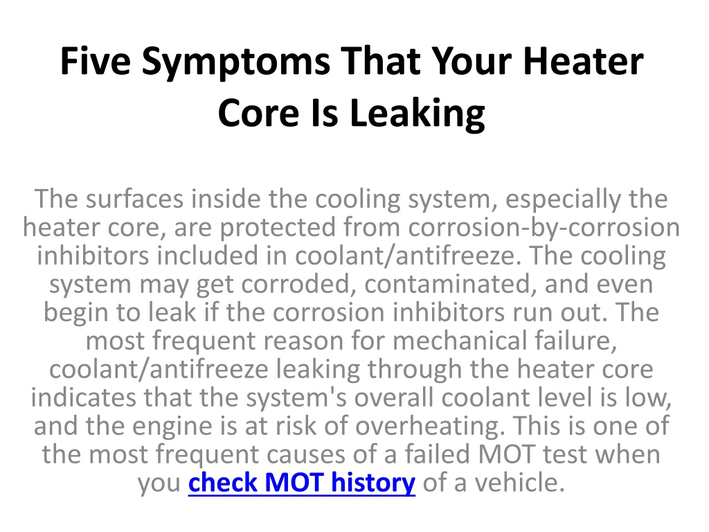 PPT Five Symptoms That Your Heater Core Is Leaking PowerPoint