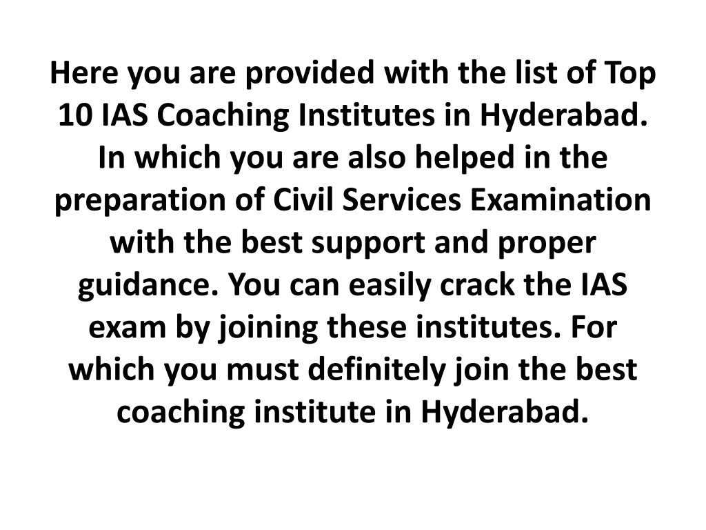 PPT - Top 10 Best IAS Coaching In Hyderabad PowerPoint Presentation ...
