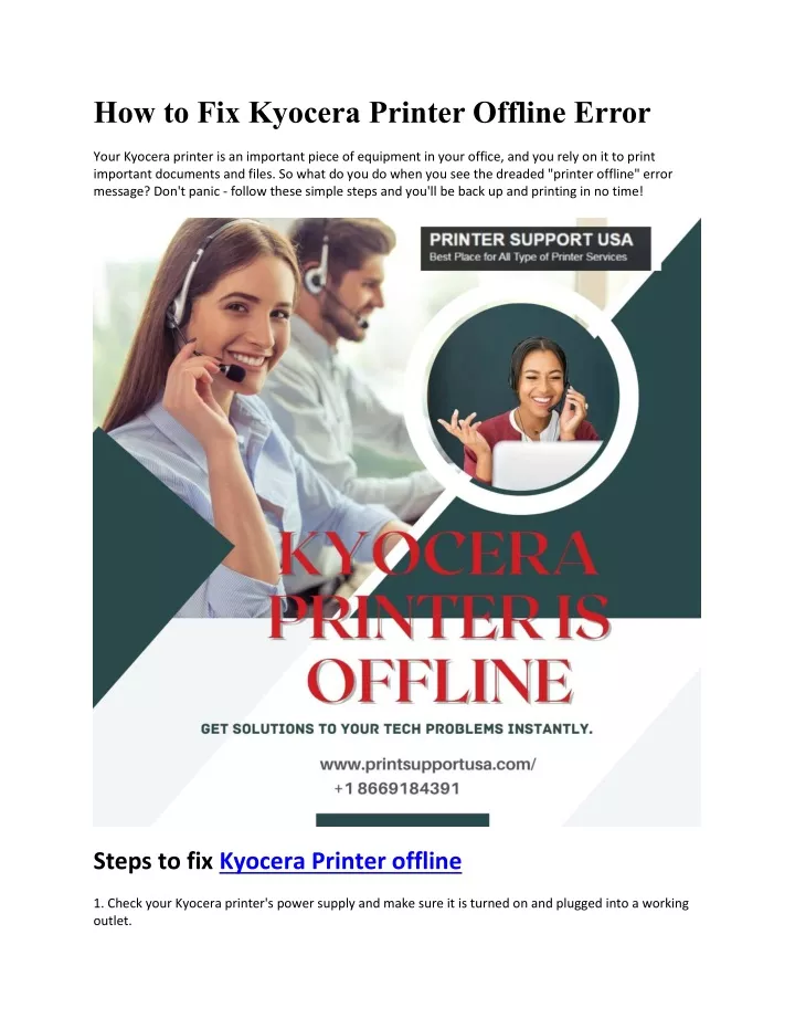 PPT How to Fix Kyocera Printer Offline Error PowerPoint Presentation