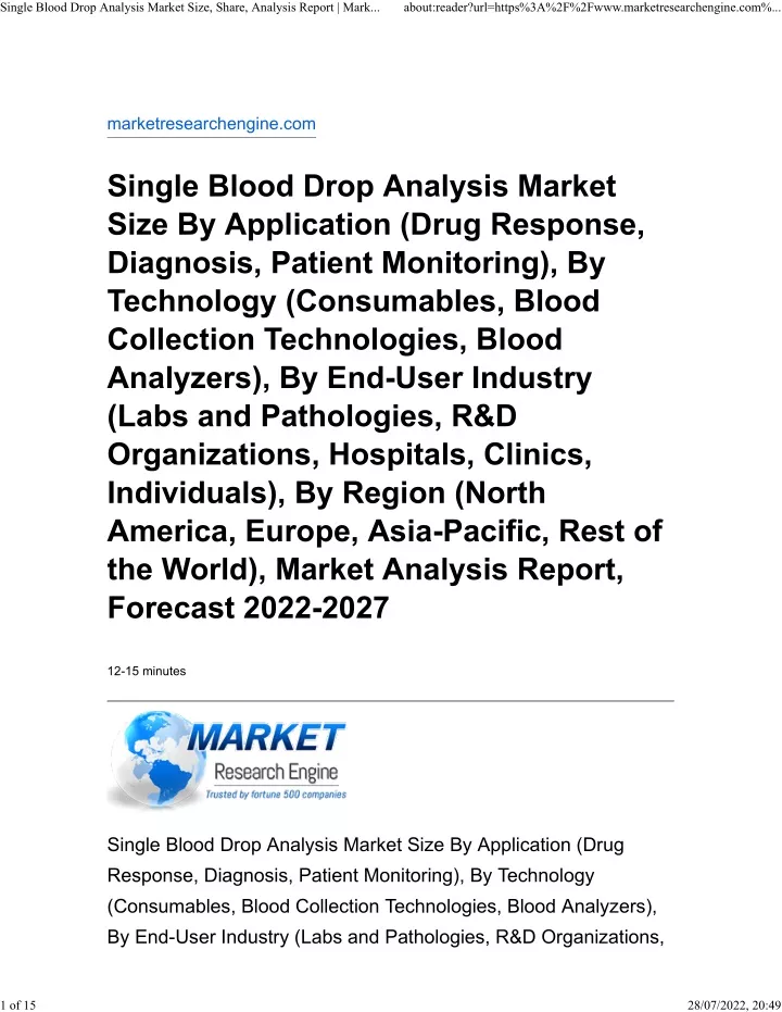 PPT - Single Blood Drop Analysis Market PowerPoint Presentation, free ...