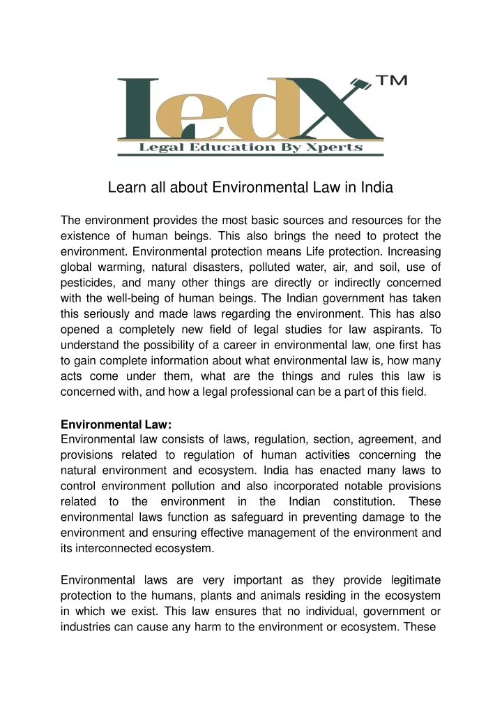 What Is Environmental Law In India