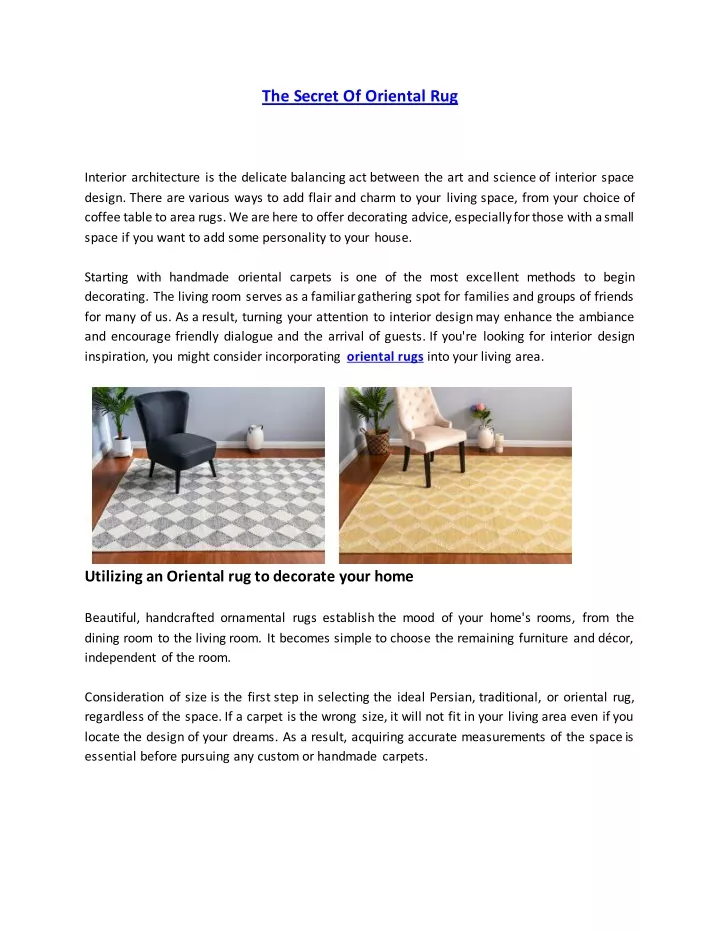 PPT The Secret Of Oriental Rug PowerPoint Presentation, free download