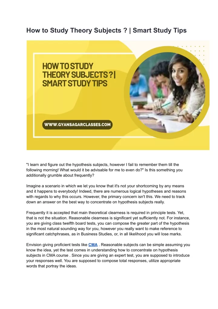Ppt how to study theory subjects powerpoint presentation free