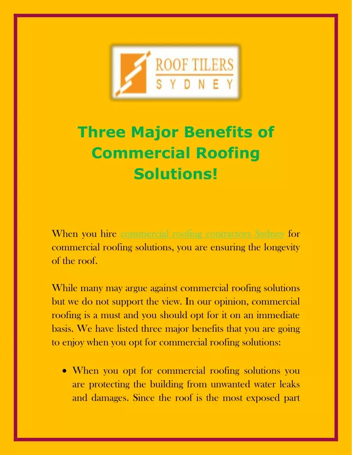 three major benefits of commercial roofing n.