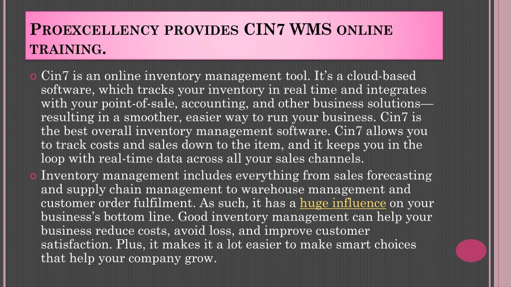 PPT - CIN7 WMS Online Training By Proexcellency. PowerPoint ...