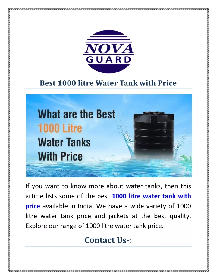 PPT Best 1000 Litre Water Tank With Price PowerPoint Presentation ppt-best-1000-litre-water-tank-with-price-powerpoint-presentation