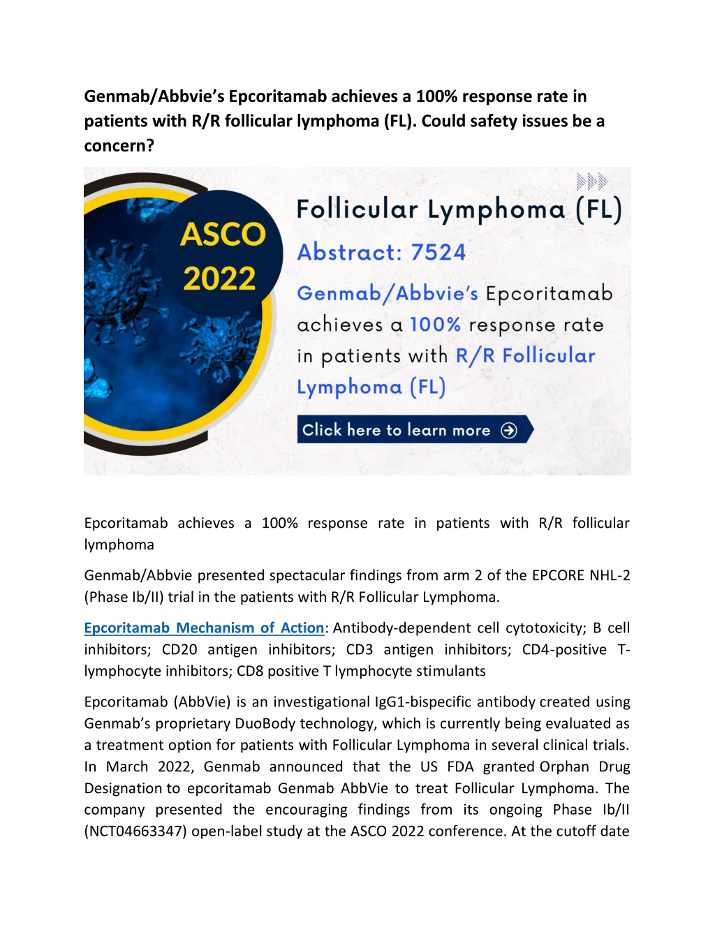 PPT - Genmab/Abbvie’s Epcoritamab Achieves A 100% Response Rate In ...