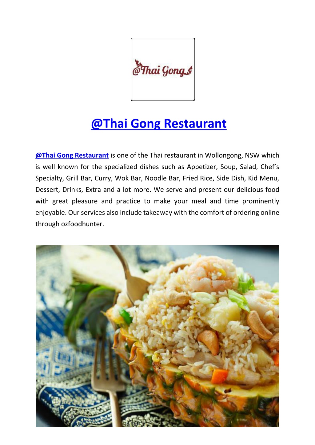 PPT Thai Gong Restaurant PowerPoint Presentation, free download ID