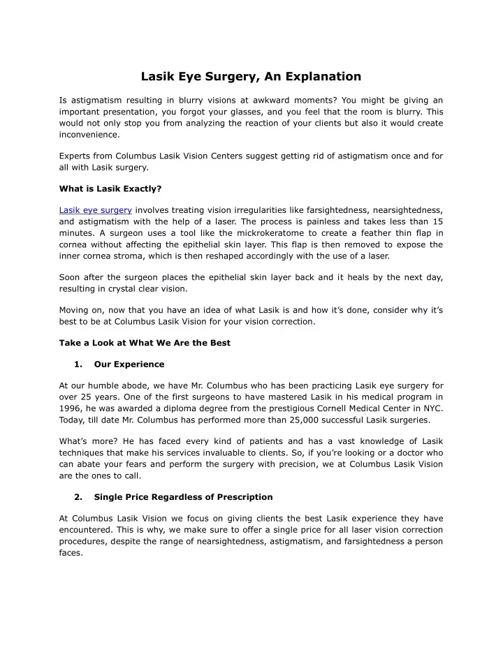 PPT - Lasik Eye Surgery, An Explanation PowerPoint Presentation, free ...