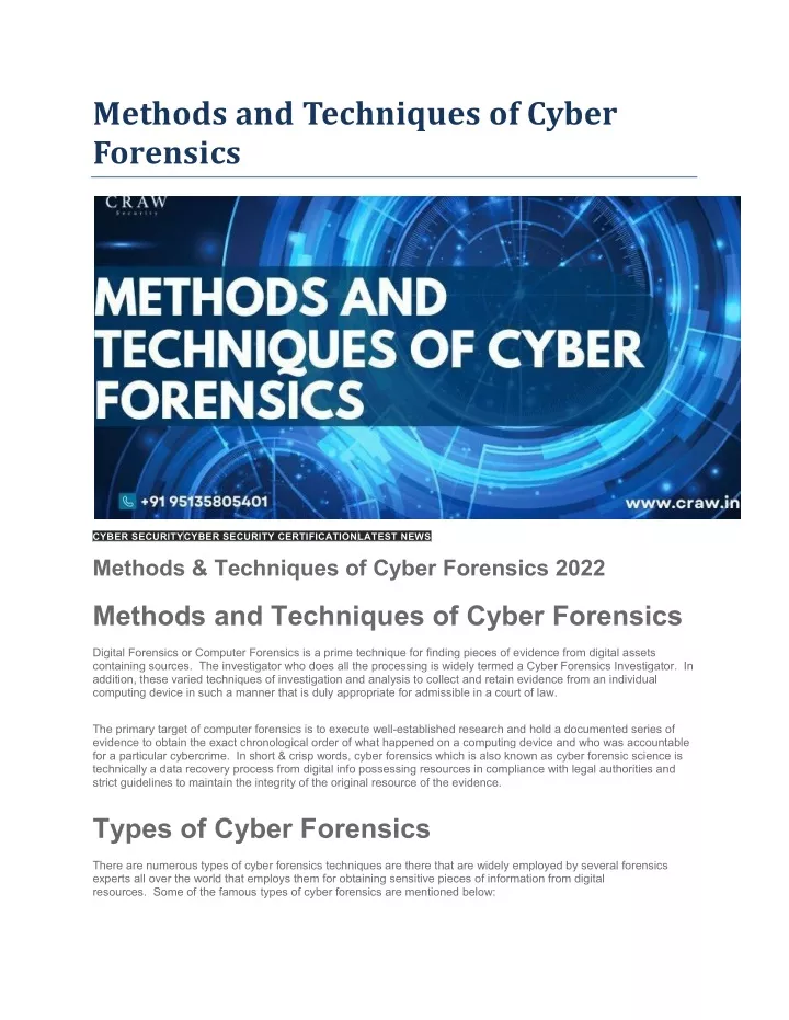 PPT - Methods And Techniques Of Cyber Forensics PowerPoint Presentation ...