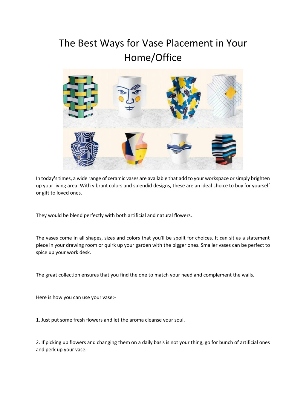 PPT The Best Ways for Vase Placement in Your HomeOffice PowerPoint