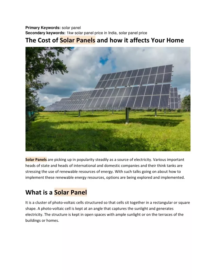 Ppt The Cost Of Solar Panels And How It Affects Your Home Powerpoint Presentation Id11530548 5105