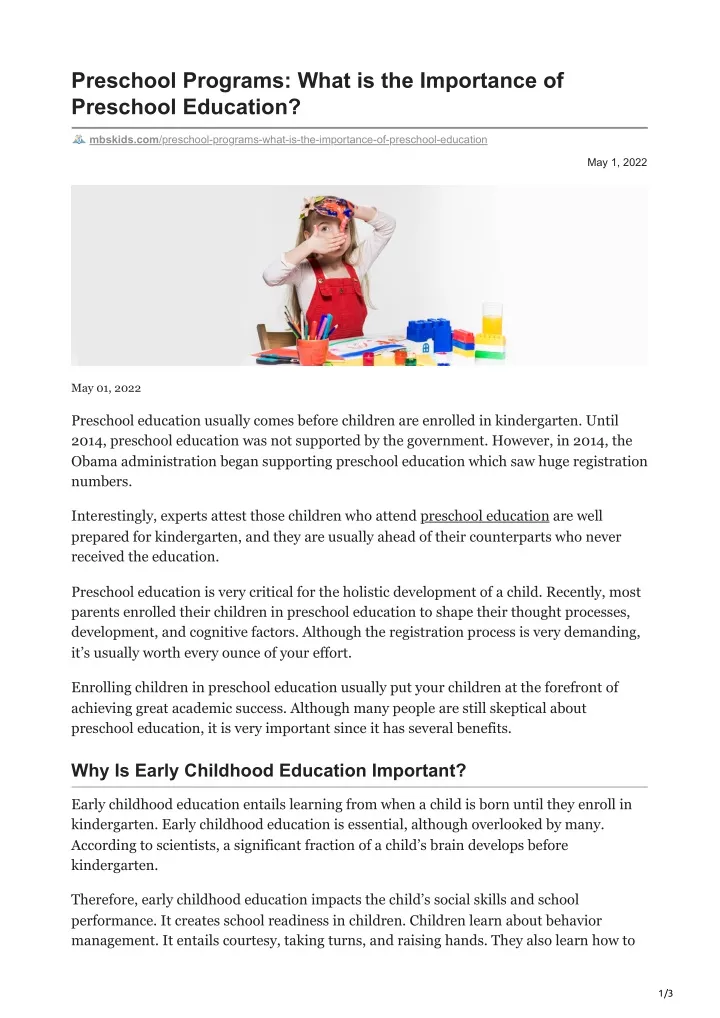 research topics about preschool education