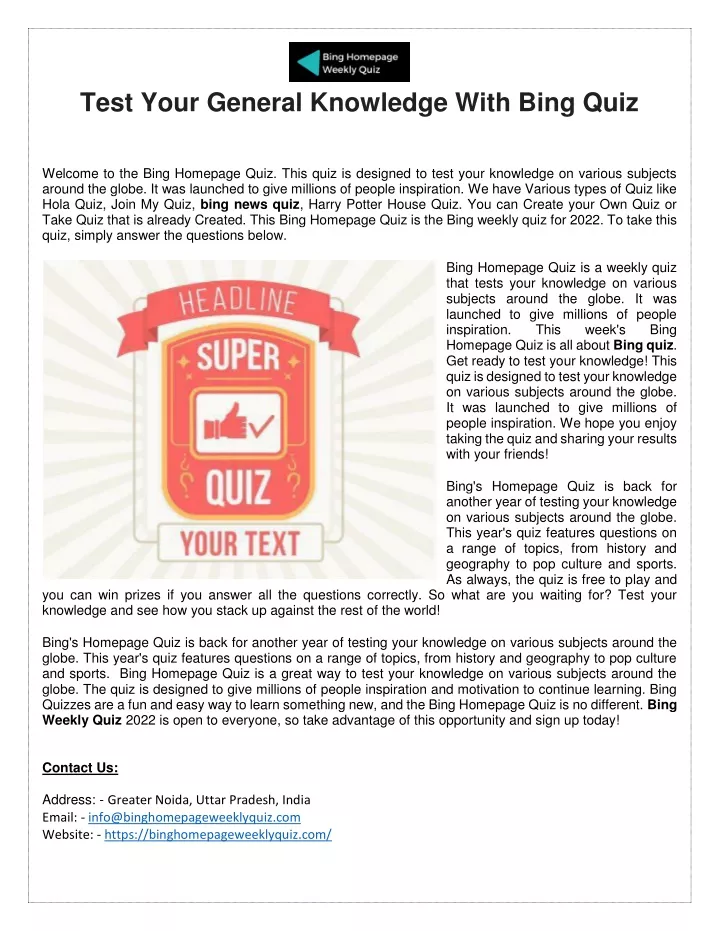 Bing News Quiz Answers 2024 Pdf Ginni Justine