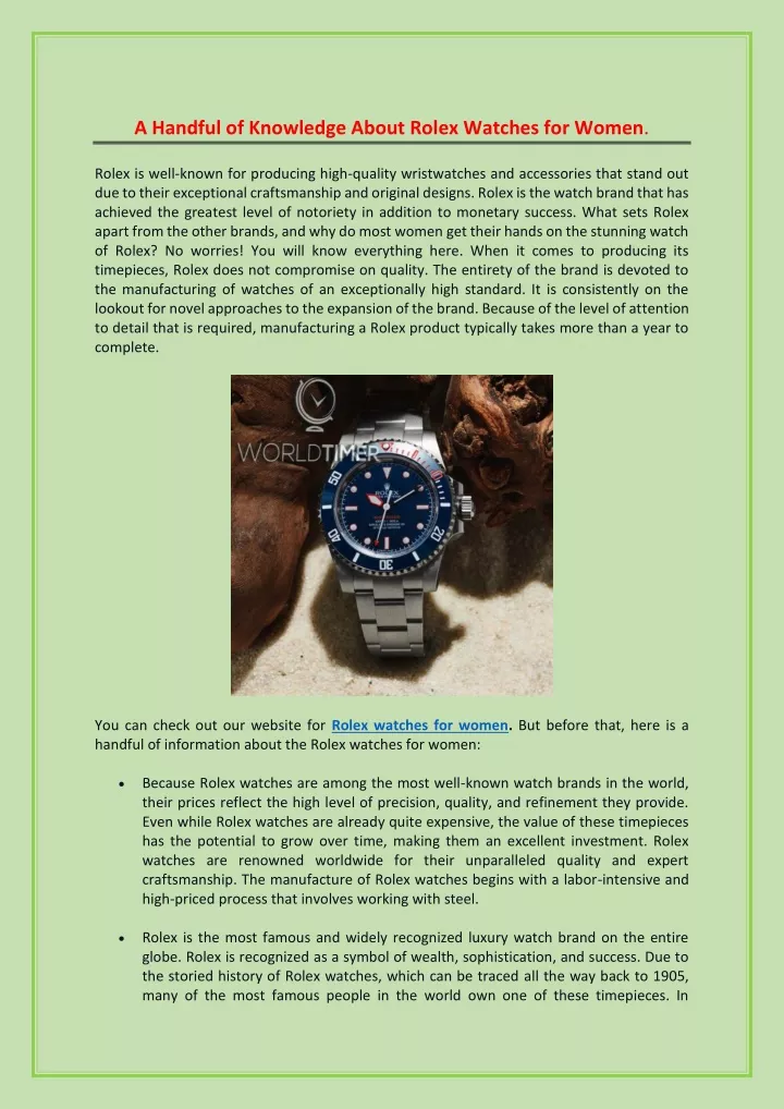 PPT - A Handful of Knowledge About Rolex Watches for Women PowerPoint Presentation - ID:11533566