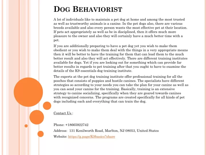 PPT Dog Behaviorist PowerPoint Presentation, free download ID11533641