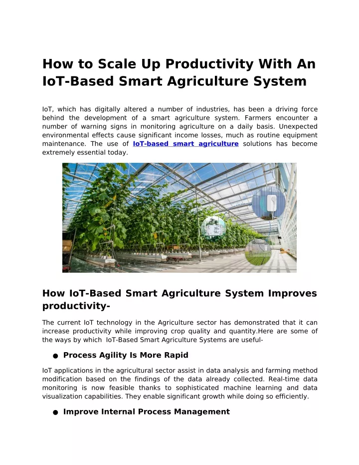Know How to Scale Up Productivity With An IoT-Based Smart Agriculture System