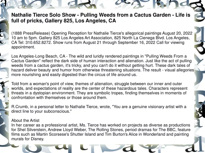 nathalie tierce solo show pulling weeds from n.