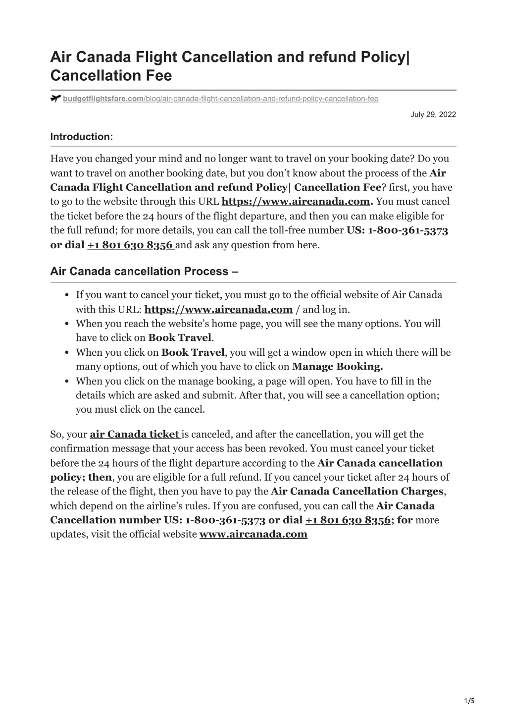 PPT - Air Canada Flight Cancellation and refund Policy Cancellation Fee ...