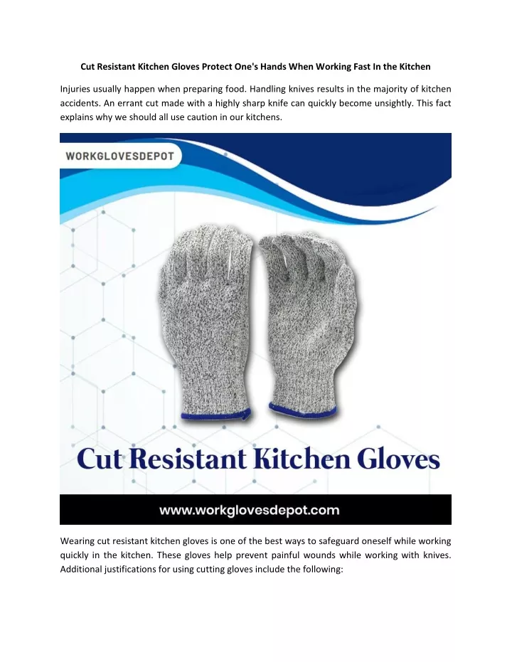 Cut Resistant Kitchen Gloves Protect One S Hands N 
