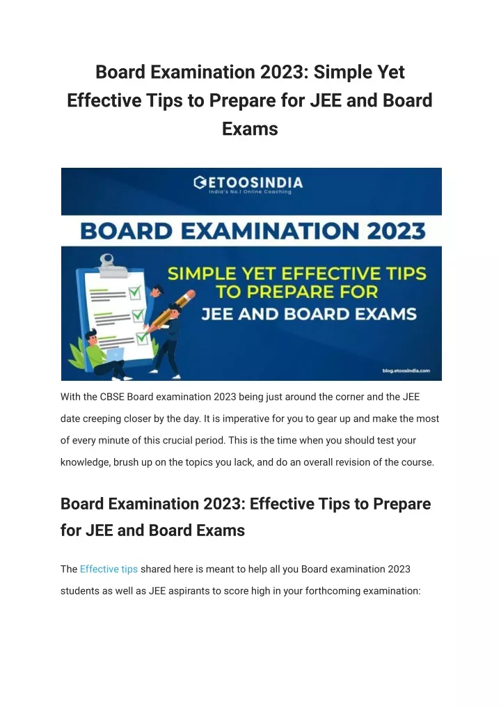 PPT - Board Examination 2023_ Simple Yet Effective Tips To Prepare For ...