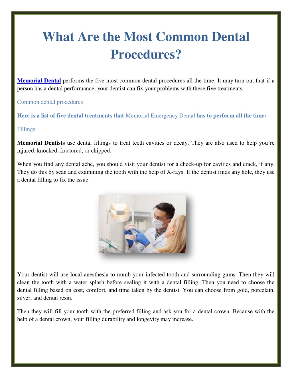 Ppt What Are The Most Common Dental Procedures Powerpoint Presentation Id 11538516