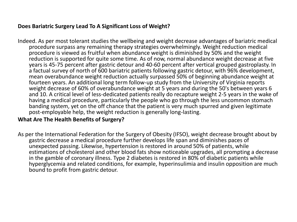 PPT - Is Bariatric Surgery The Answer To Obesity PowerPoint ...