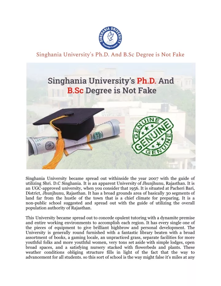 PPT - Singhania University's Ph.D. And B.Sc Degree Is Not Fake ...