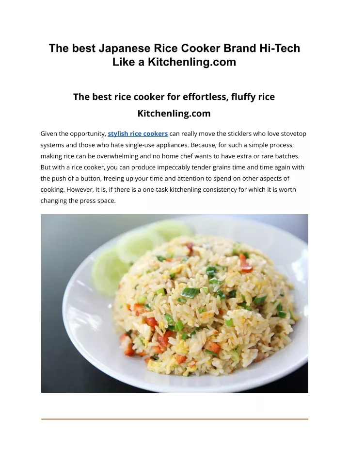 PPT - The best Japanese Rice Cooker Brand Hi-Tech Like a Kitchenling