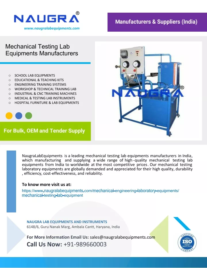 PPT Mechanical Testing Lab Equipments Manufacturers PowerPoint