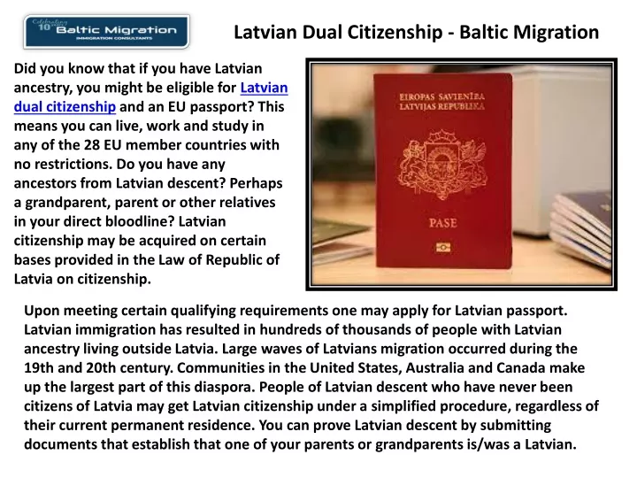 PPT Golden Visa In Latvia Residence Permit In Latvia Latvian   Latvian Dual Citizenship Baltic Migration N 