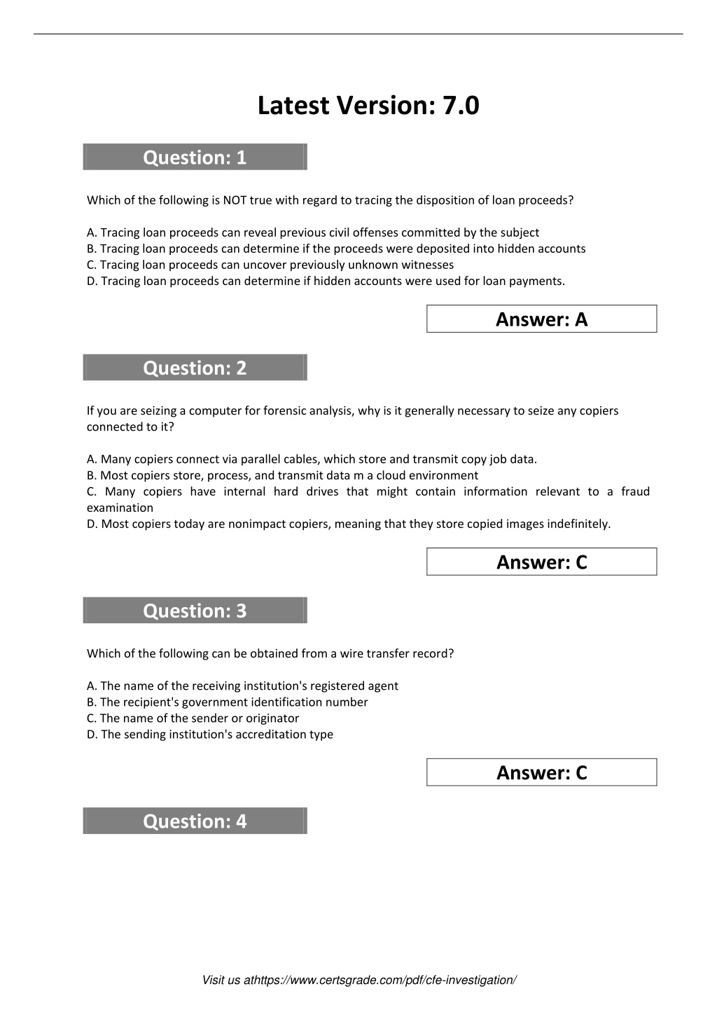 Exam CFE-Investigation Outline