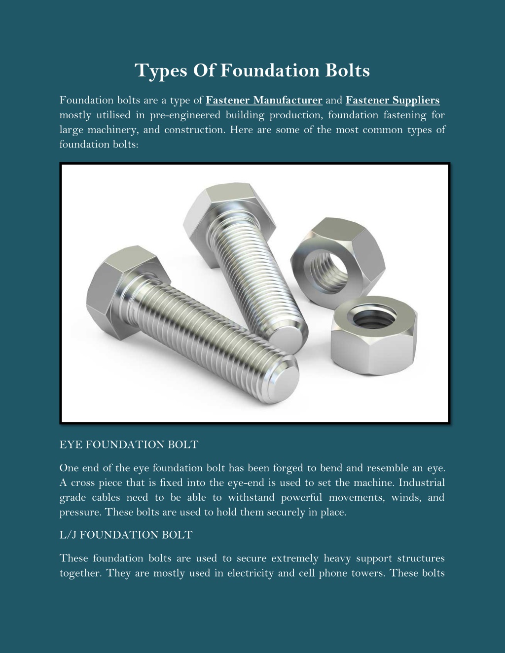 PPT - Types Of Foundation Bolts PowerPoint Presentation, free download -  ID:11540484