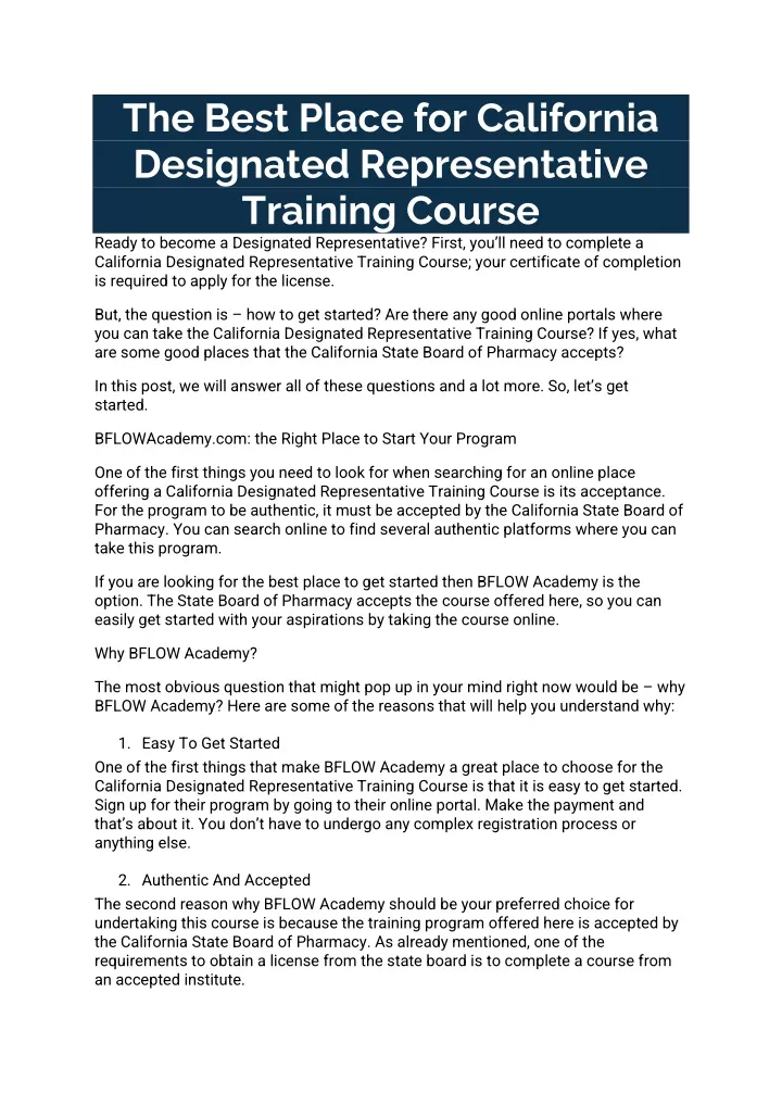 Ppt The Best Place For California Designated Representative Training Course Powerpoint 3135